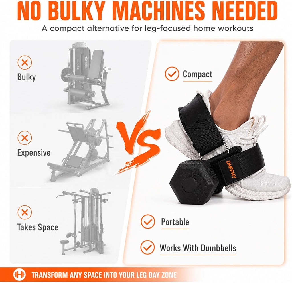 Monkey Foot Dumbbell Attachment for Glute Kickbacks & Leg Workouts, Adjustable Ankle/Foot Strap for Home Gym, Dumbbell Lifting Attachment for Hamstring Curls, Foot Weight Training Equipment