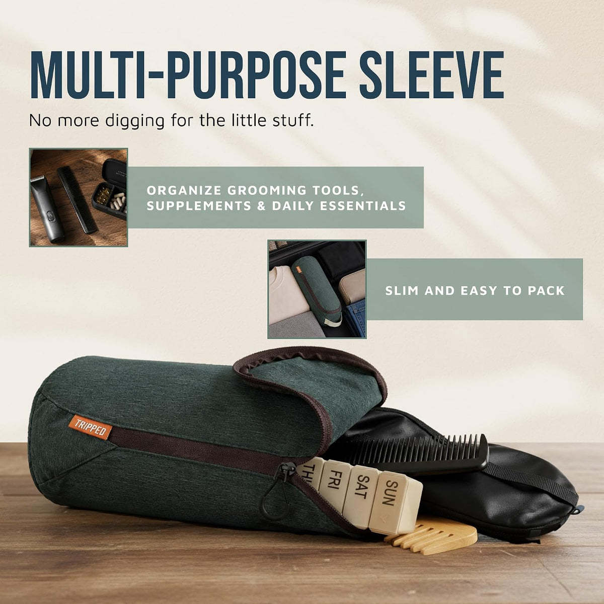 TRIPPED Travel Gear 3-Piece Travel Toiletry Bag Set