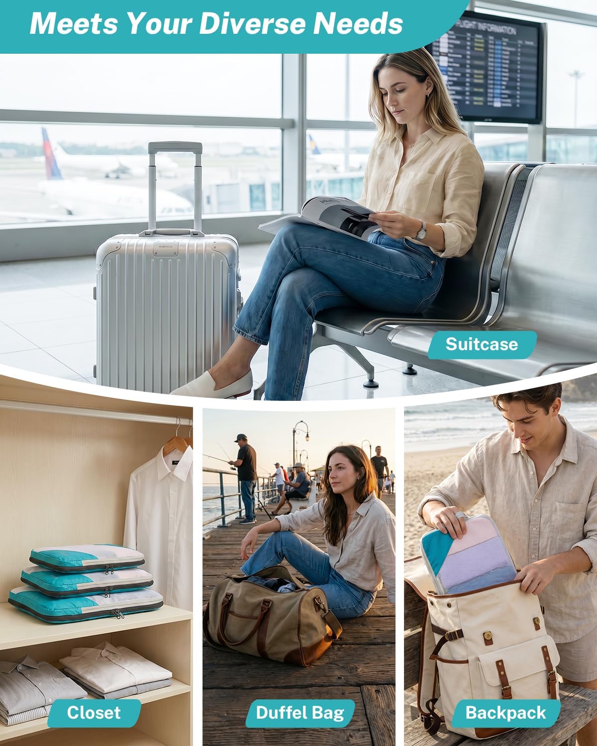Gonex Compression Packing Cubes for Travel, Mesh Bags Luggage Organizers