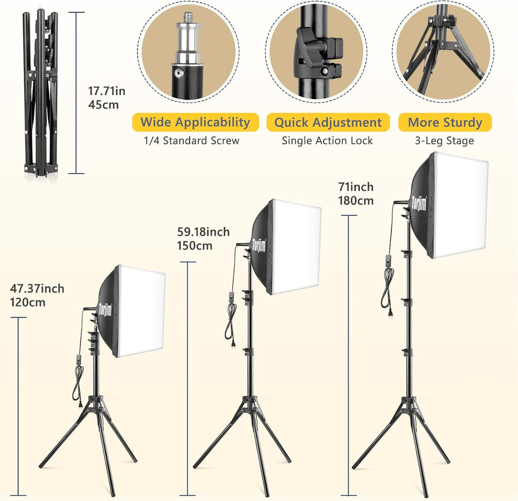 Torjim Softbox Photography Lighting Kit | 16" X 16" & 85W LED Studio Light