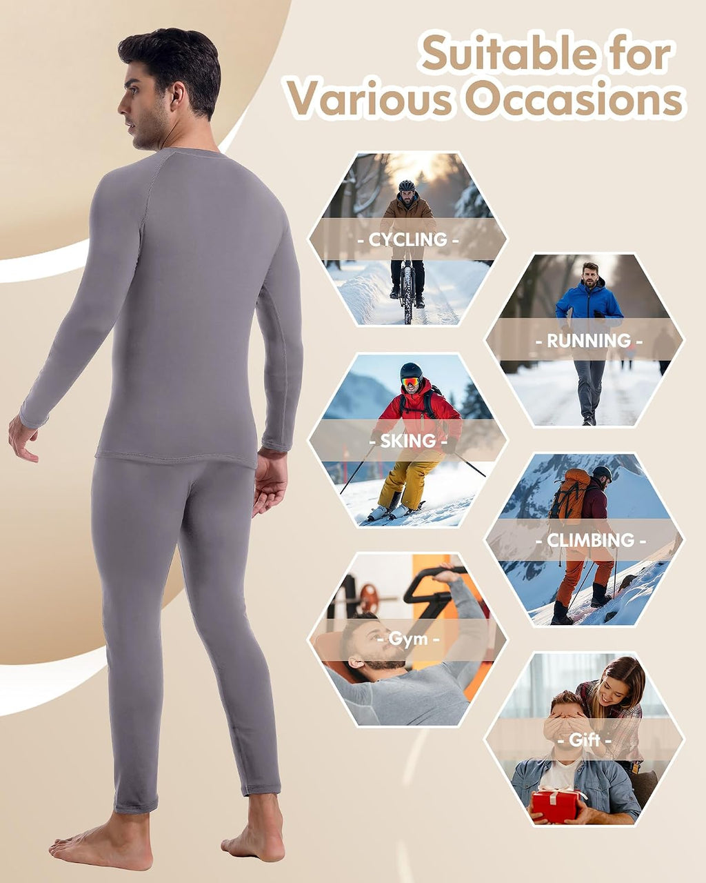 Thermal Underwear for Men Long Johns Base Layer Winter Set