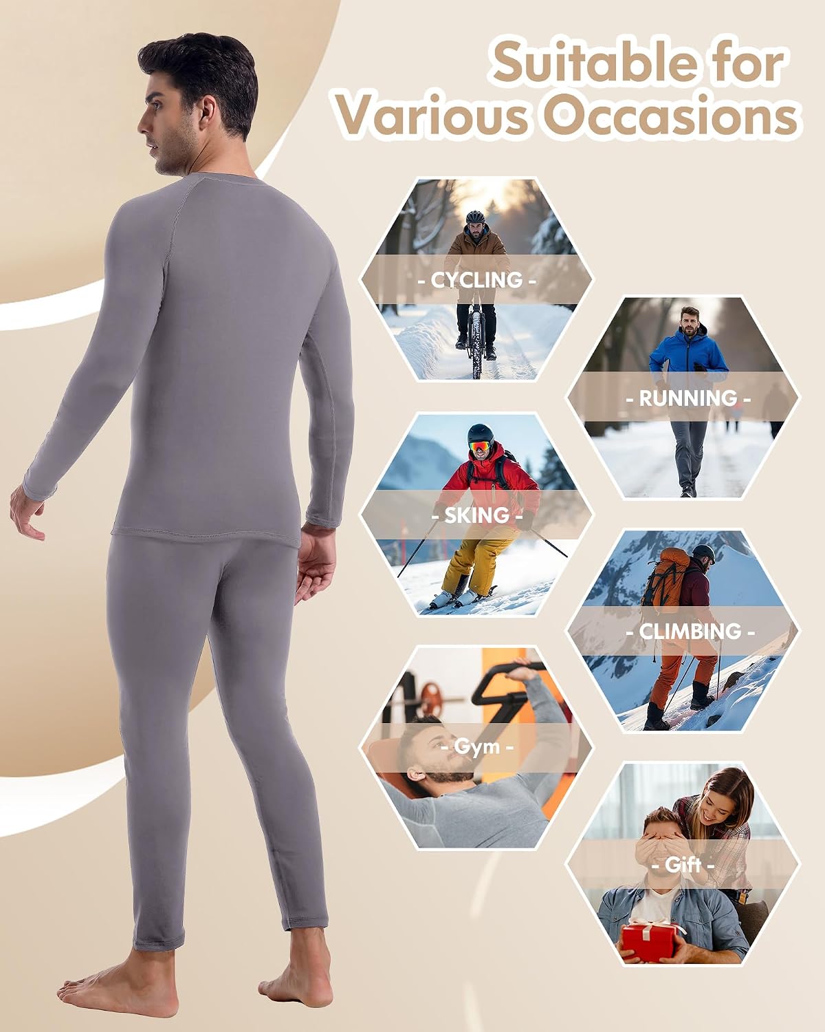 Mens Thermal Underwear Long Johns Base Layer Set Cold Weather 1/2/3 Pack