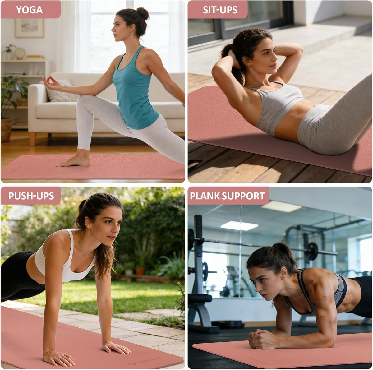 Gruper Yoga Mat Non Slip, Anti-Tear Workout Mat with Carrying Strap and Bag