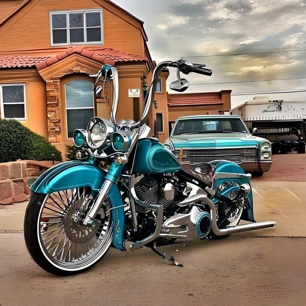 DREAMIZER Sportster Mirrors Compatible with Harley Road King Street Electra Glide Dyna Softail Road Glide Motorcycle Rearview 1982-2026 (Chrome)