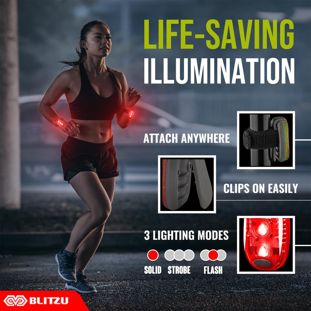 LED Safety Lights 4 Pack, Clip On High Visibility Strobe Light for Walk Run