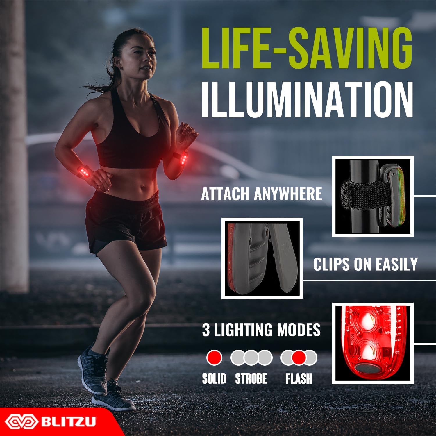 LED Safety Lights 4 Pack, Clip On High Visibility Strobe Light for Walk Run