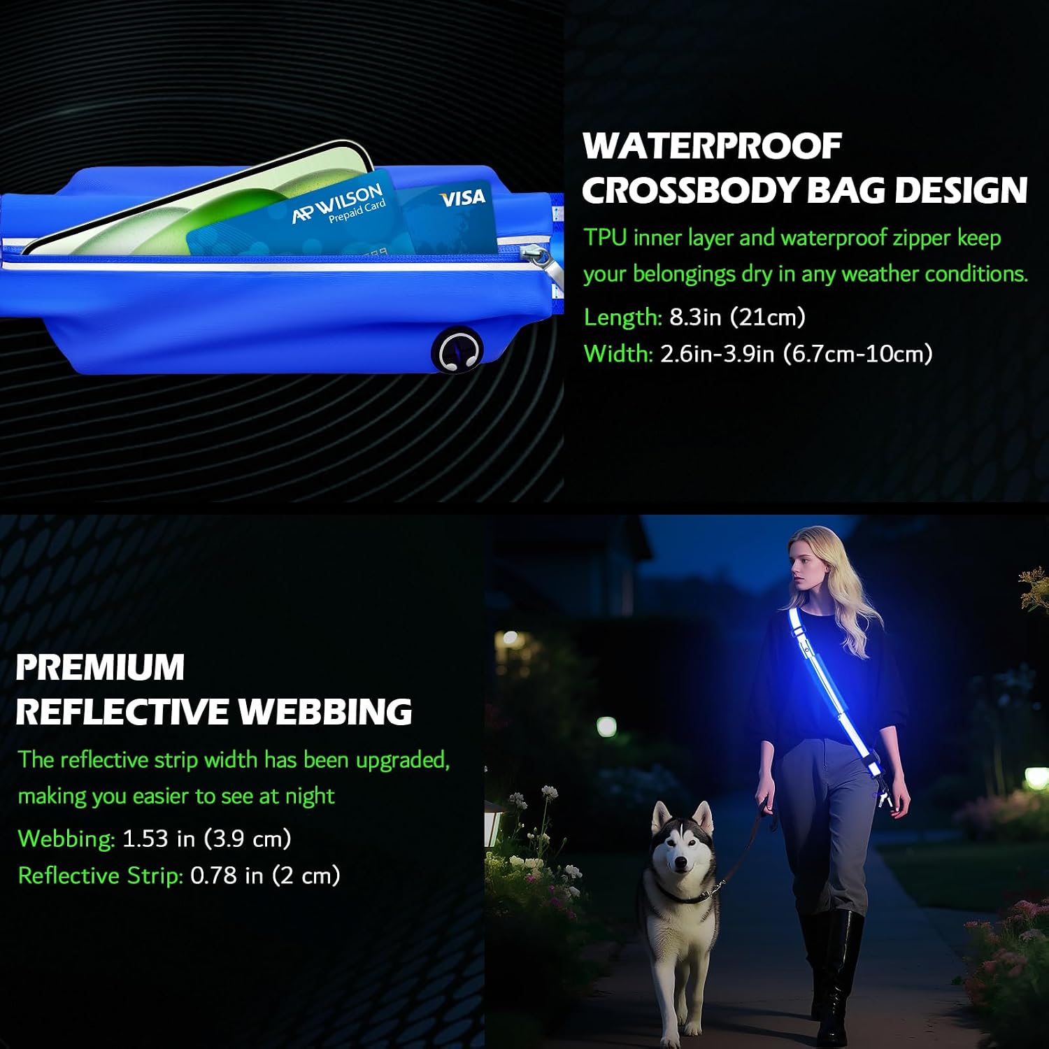 LED Reflective Night Walking Safety Gear,Adjustable Walking Light Belt, for Night Dog Walking,High Visibility Safety Lights for Walking at Night for Men Women Jogging Running Biking