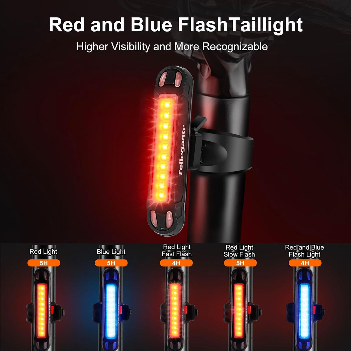Super Bright 6 LED Bike Lights, 6400mAh USB C Rechargeable Bicycle Lights