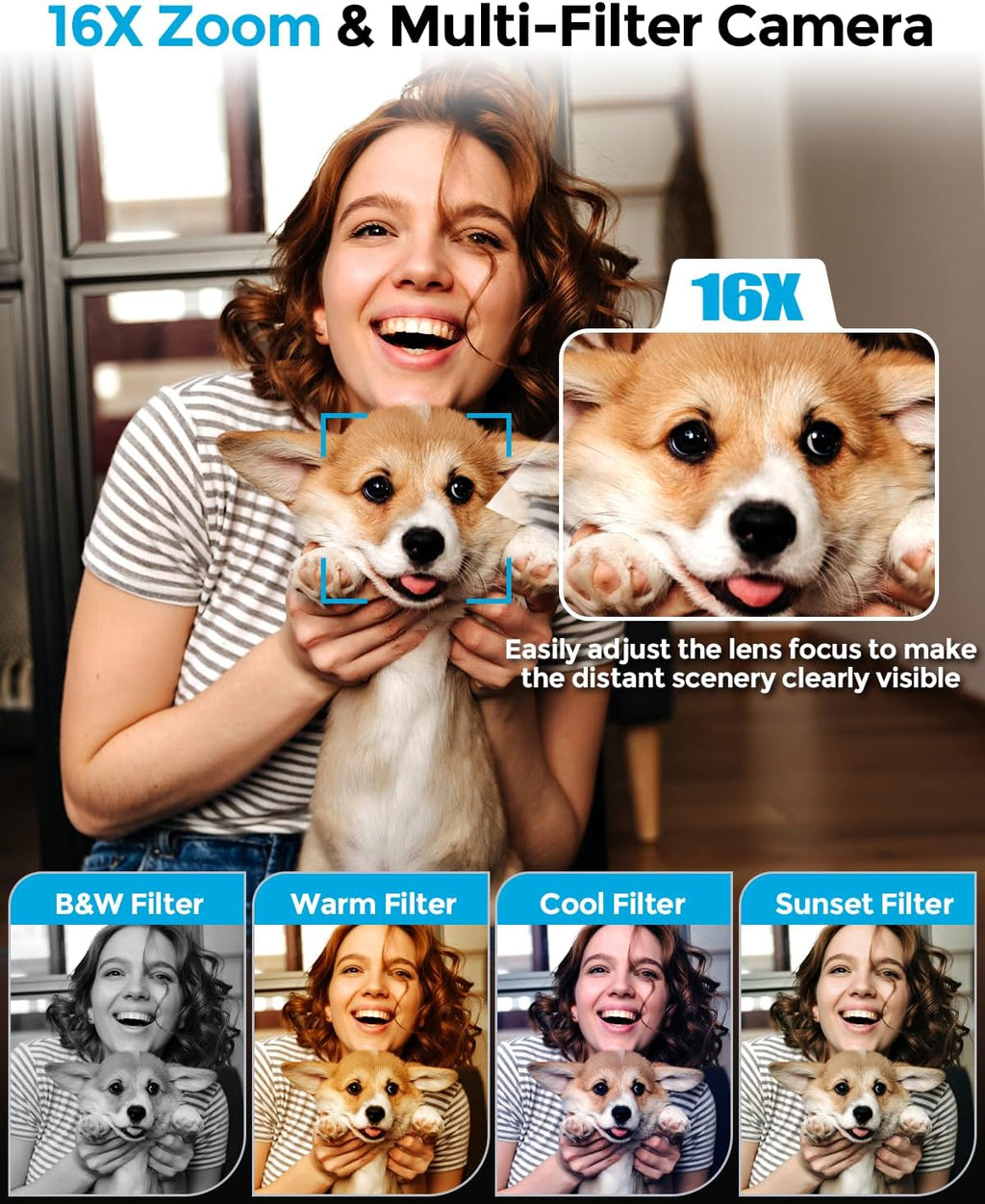 4K Digital Camera for Photography- 48MP Autofocus Vlogging Camera with 2.8" 180° Flip Screen, 16X Digital Zoom- Compact Point and Shoot Camera with 64GB SD for YouTube, Travel, Beginners