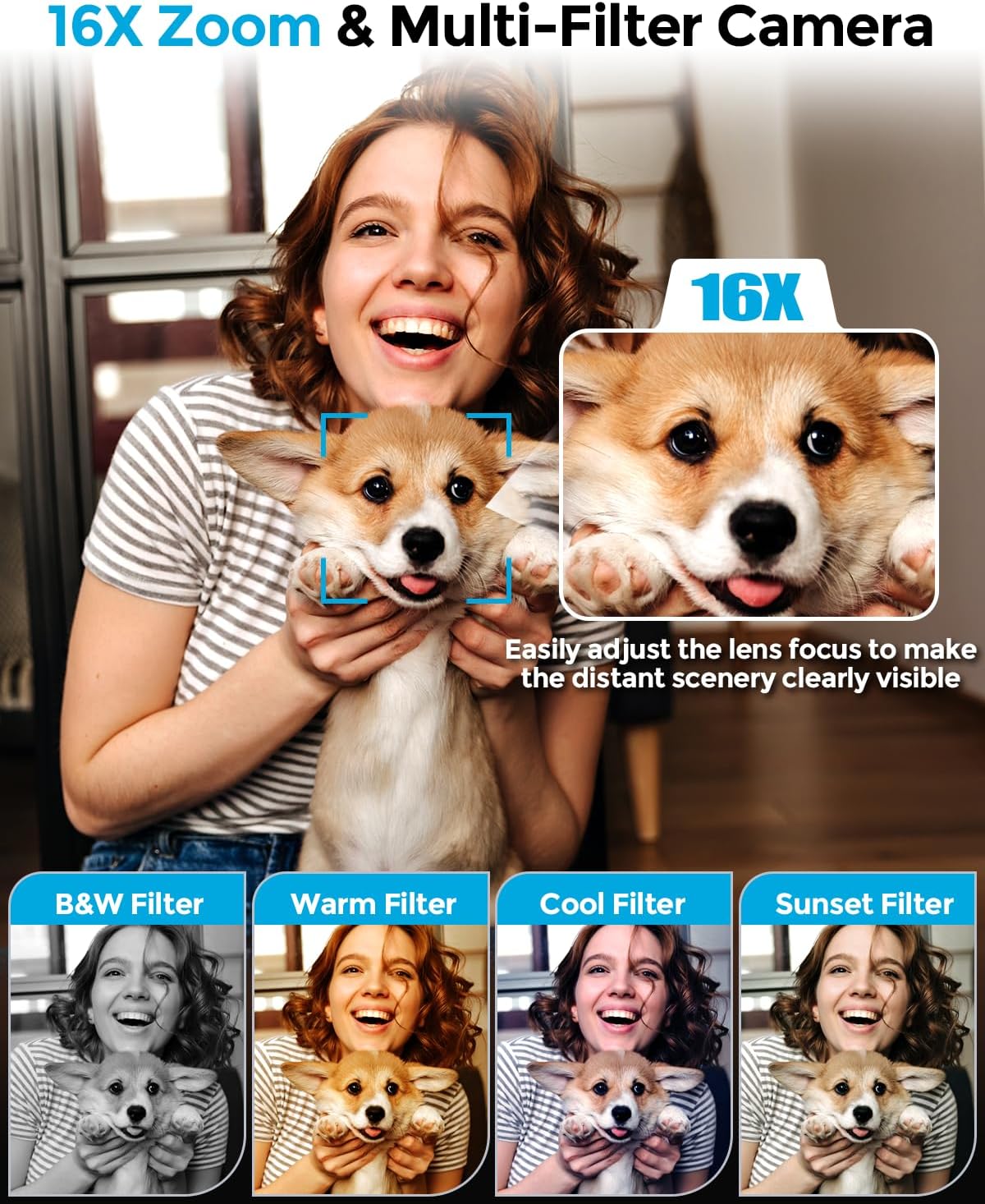 4K Digital Camera for Photography- 48MP Autofocus Vlogging Camera with 2.8" 180° Flip Screen, 16X Digital Zoom- Compact Point and Shoot Camera with 64GB SD for YouTube, Travel, Beginners