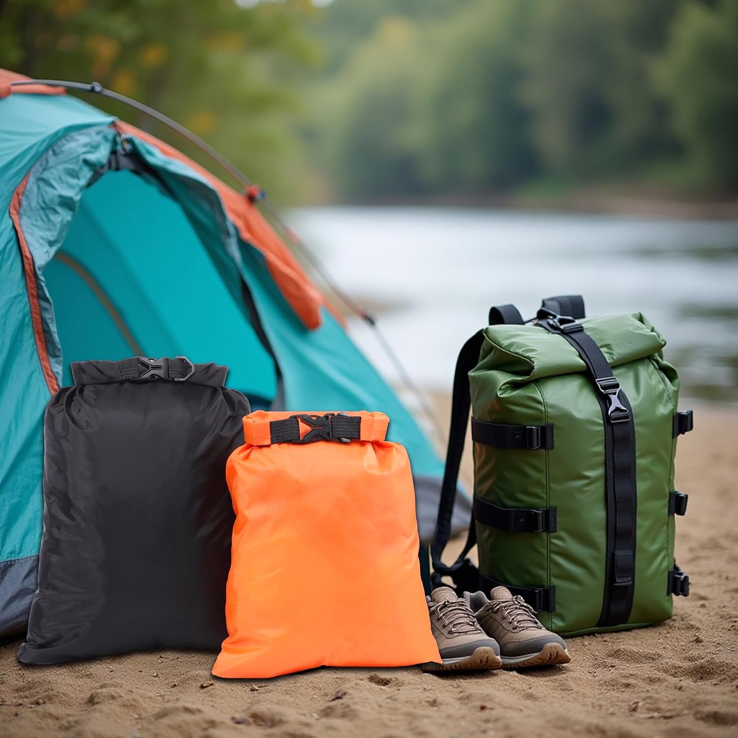 Pimoys Dry Bag, 6-Pack Ultralight Dry Sack, Outdoor Roll Top Drybags