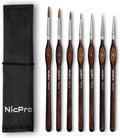 Nicpro 7pcs Kolinsky Sable Miniature Paint Brushes with Cloth Roll