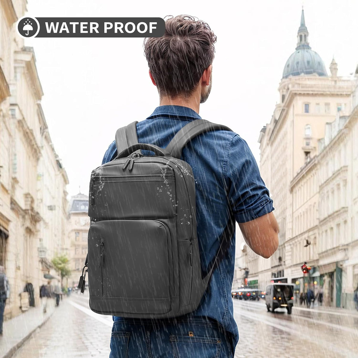 20L 15.6 Inch Laptop Backpack Anti Theft Flight Approved Gray