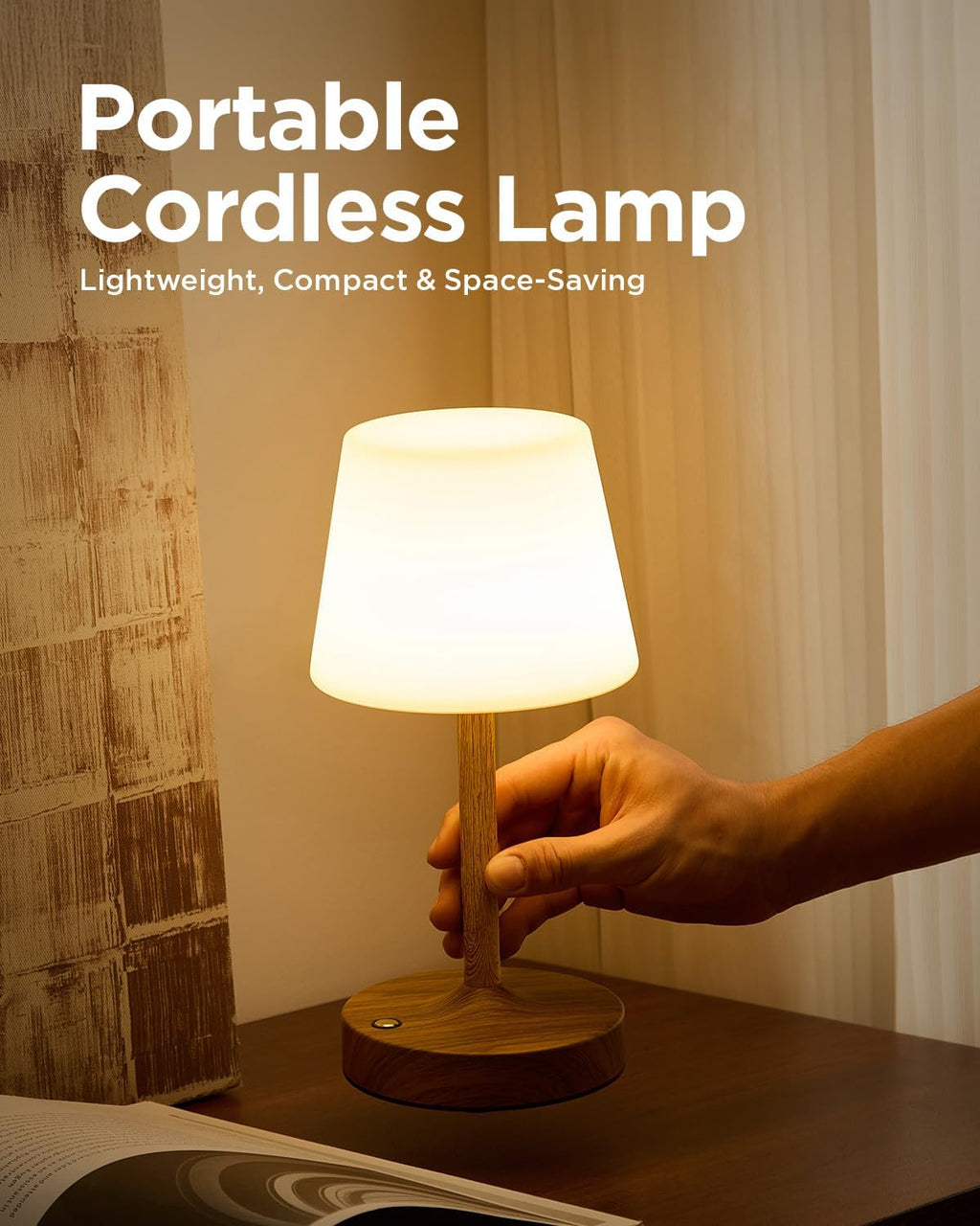 IP65 Waterproof Rechargeable Shower Lamp, Cordless Bathroom Touch Lamps