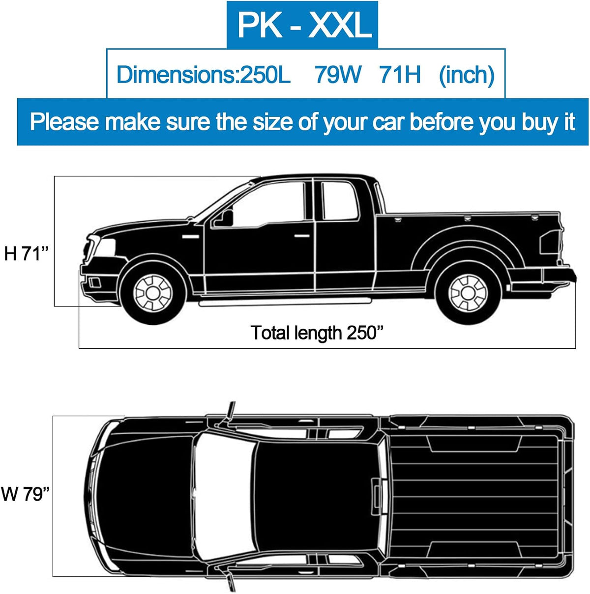 10 Layers Truck Cover Waterproof All Weather. Pickup Truck Cover Rain Snow UV Dust Protection. Length: 246-255 inches, Universal Fit for Ford F150 Chevy Silverado Dodge Ram 1500.