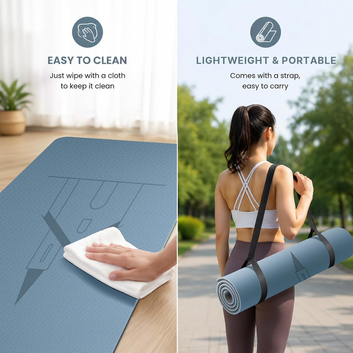 Yoga Mat TPE 72"x31.5"x0.31" Thick Non Slip Exercise Mat
