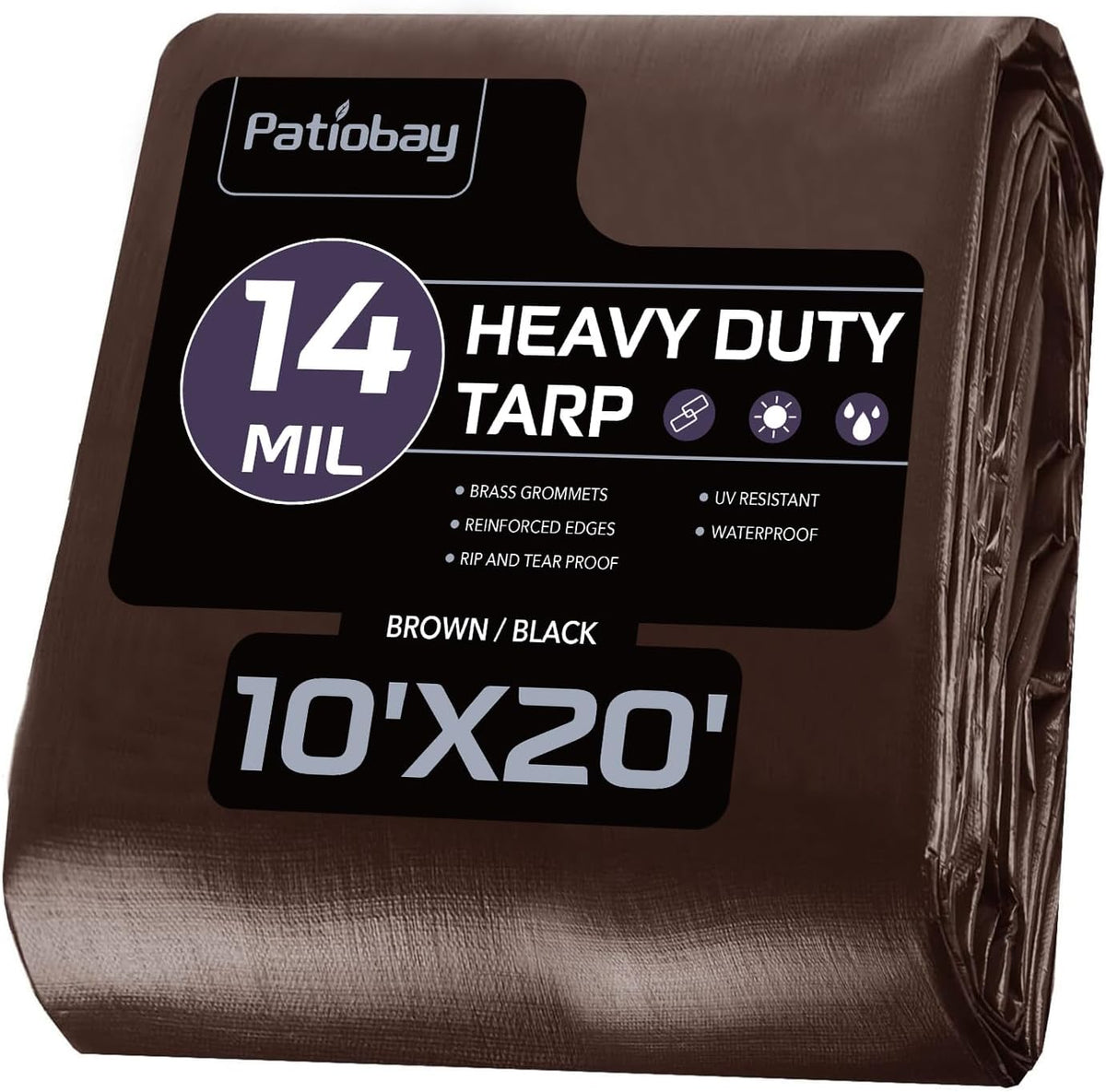 Large Tarp 12x20 FT Heavy Duty Waterproof 14 Mil Brown