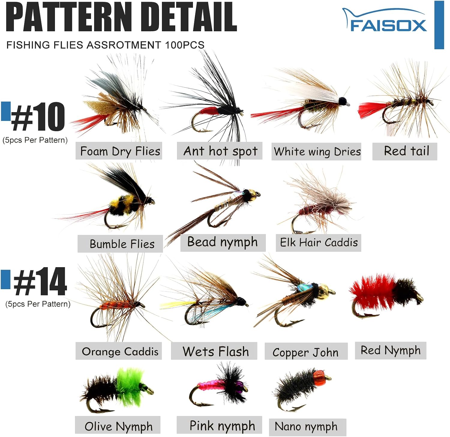 Fly Fishing Flies Assortment Kit Dry Wet Nyphms Tenkara Popper Streamer Woolly Bugger for Trout Bass Salmon Steelhead with Fly Box
