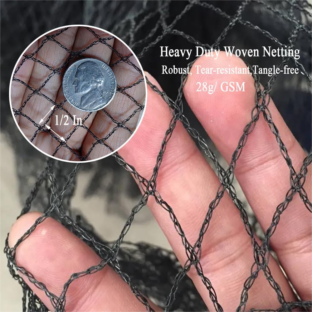Bird Netting 7.5x100 Ft, 1/2 in Mesh Heavy Duty Garden Netting