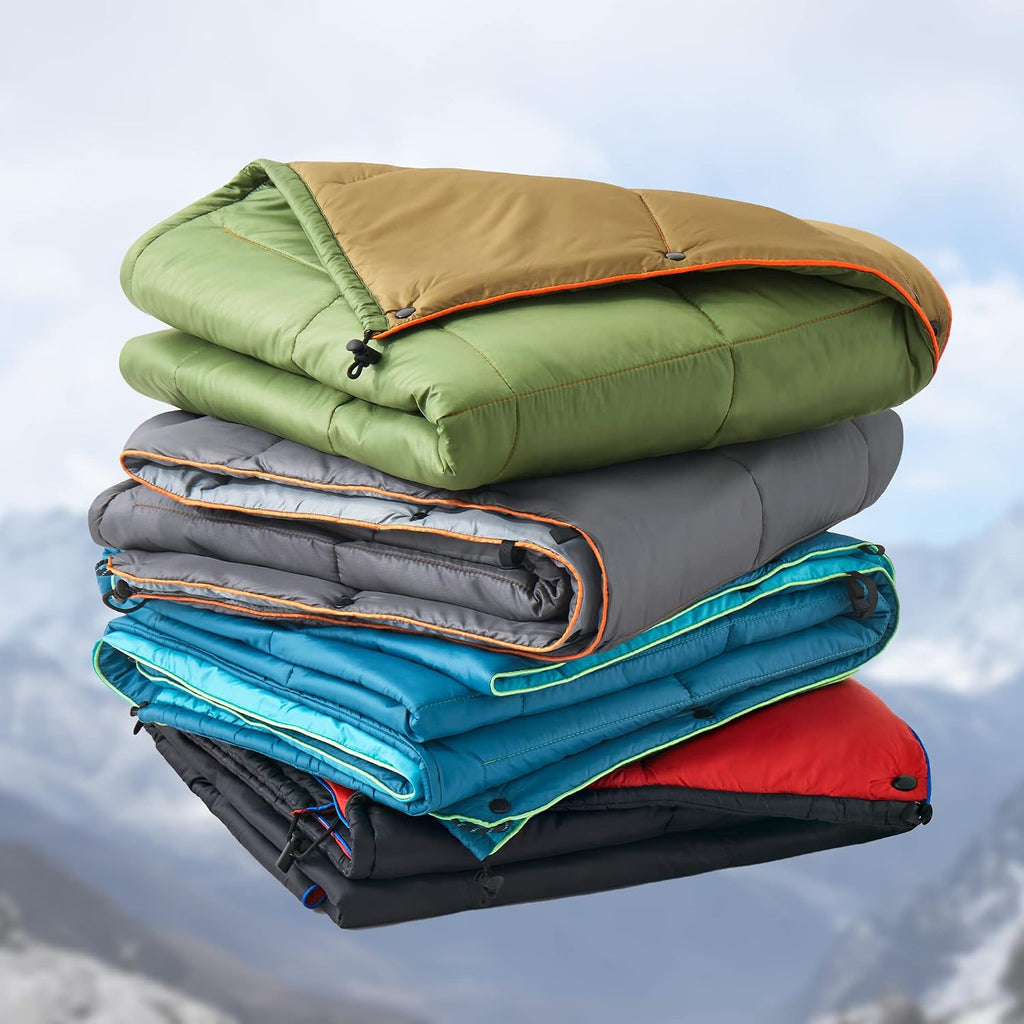 UNIKOME Puffy Camping Blanket,Packable Outdoor Quilt, 75"×52", Lake Blue
