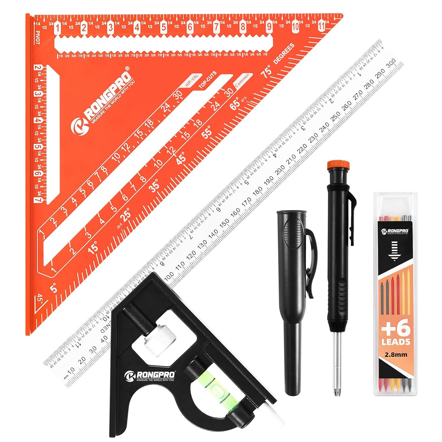 12 Inch Rafter Square, Carpenter Measuring Layout Tool,Aluminum Alloy Triangle Ruler Protractor for Woodworking andCarpentry - Imperial