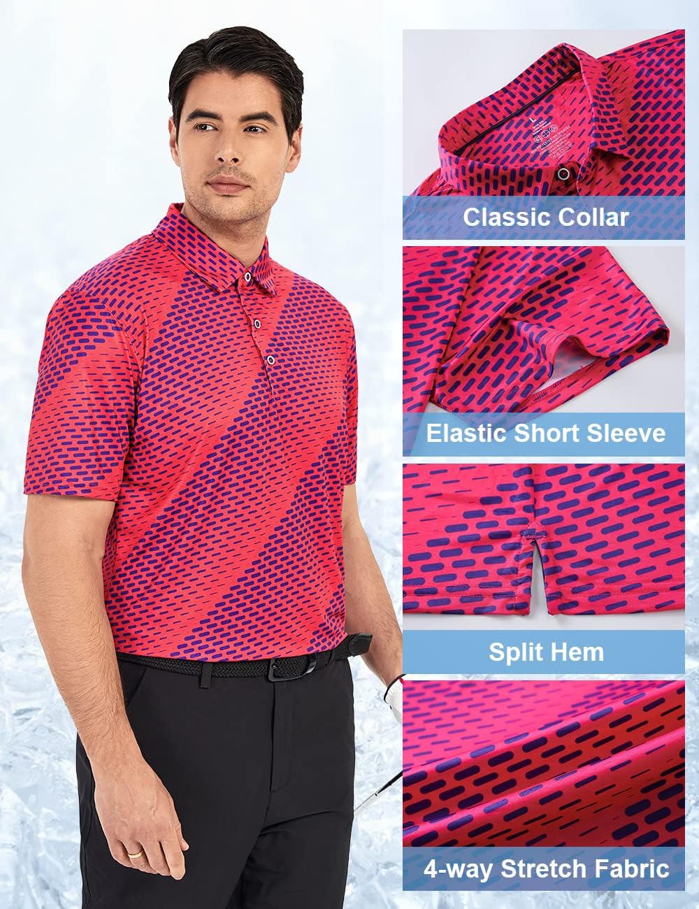 Hodaweisolp Golf Shirts for Men Dry Fit Print Short Sleeve Polo Shirt