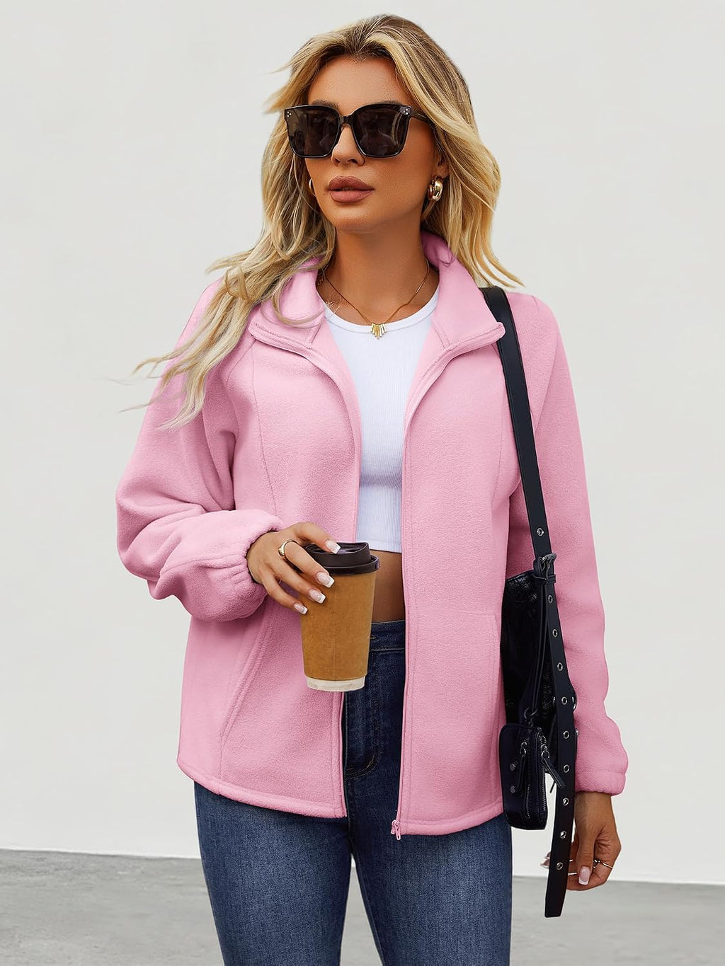 UEAL Womens Zip Up Fleece Jacket