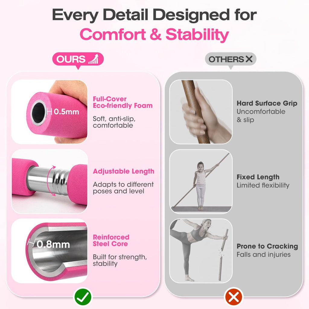 Yoga Stick, Mobility Stick for Stretching, Adjustable Exercise Stick