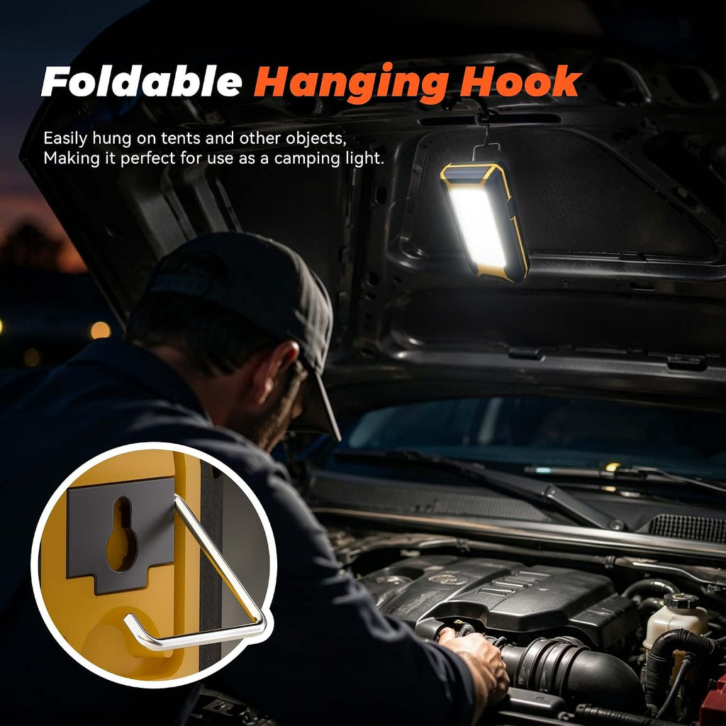 innofox 2-Pack LED Rechargeable Magnetic Work Light 1500 Lumens, Hanging Hook with 3 Modes, LED Work Light for Car Repair, Camping, and Hurricane Use