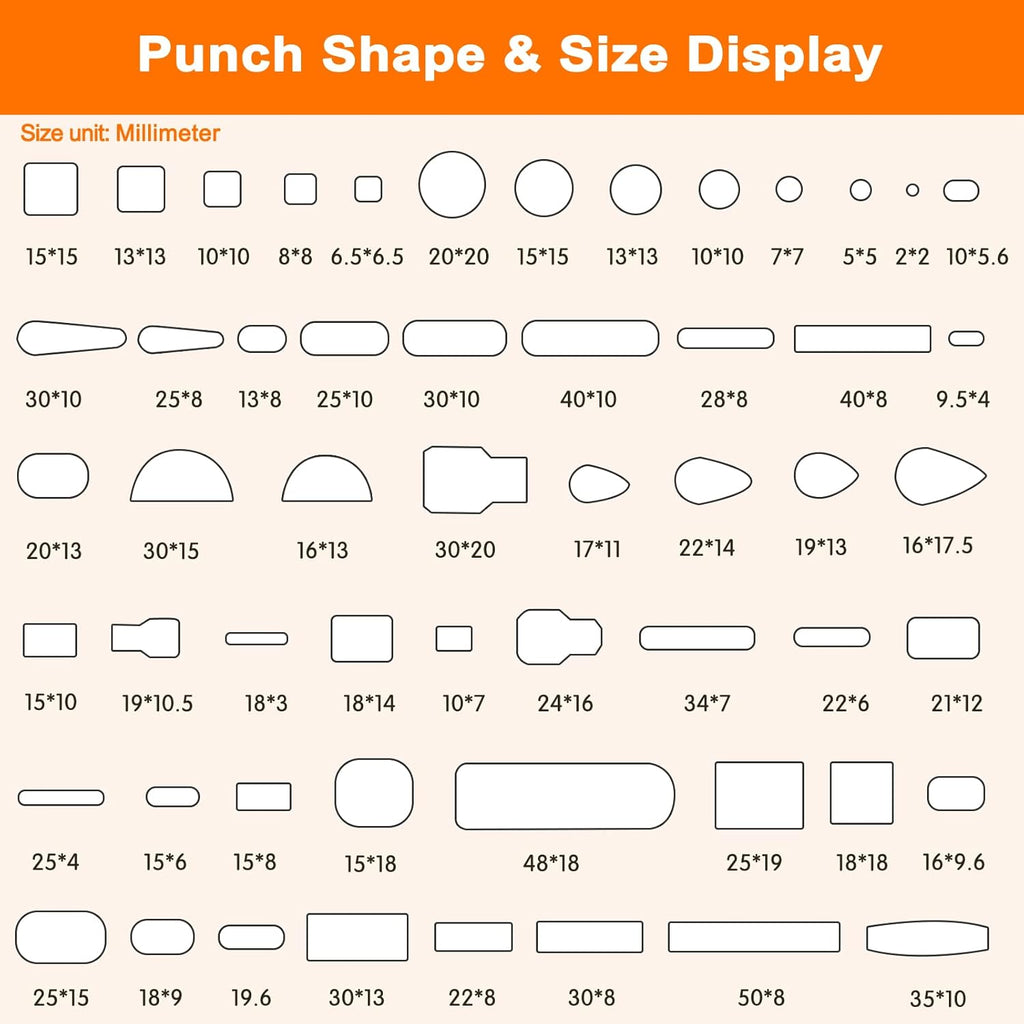 56 Pieces Leather Hole Punch Set, Leather Cutting Dies Kit with Storage Case & Mat, Multiple Shapes Hole Punch Tool for Belts, Hollow Punch Cutter Tool for Handmade DIY Crafts