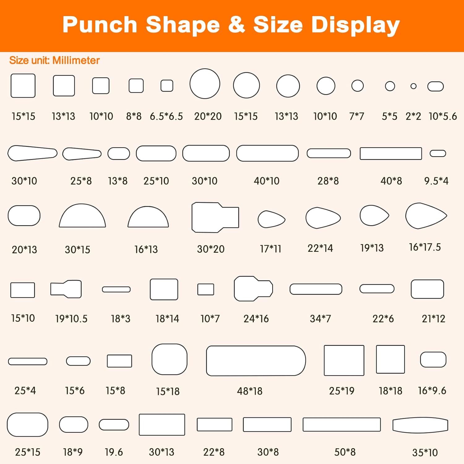 56 Pieces Leather Hole Punch Set, Leather Cutting Dies Kit with Storage Case & Mat, Multiple Shapes Hole Punch Tool for Belts, Hollow Punch Cutter Tool for Handmade DIY Crafts