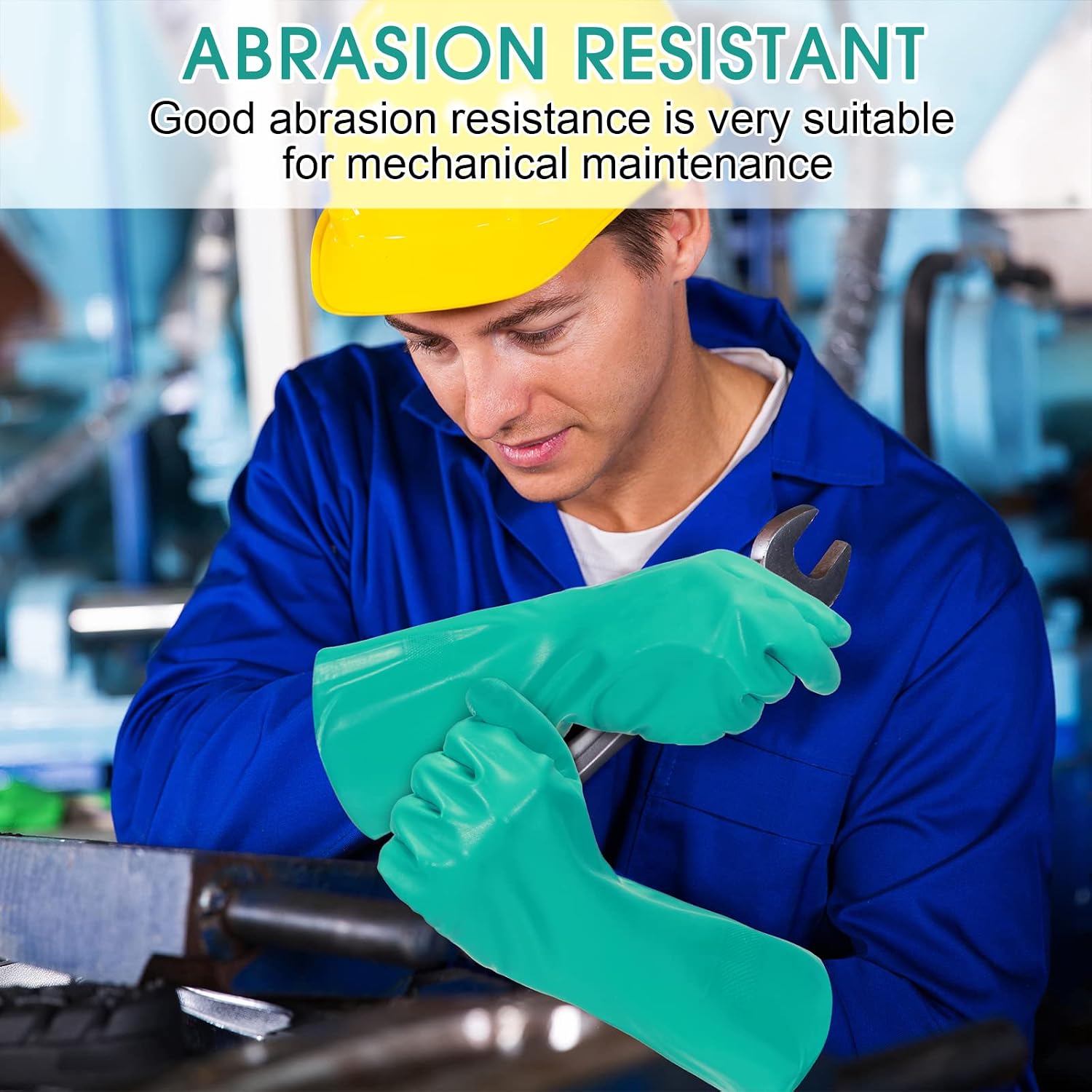 Potchen 10 Pairs Chemical Resistant Gloves 15 Mil Nitrile Gloves,X-Large
