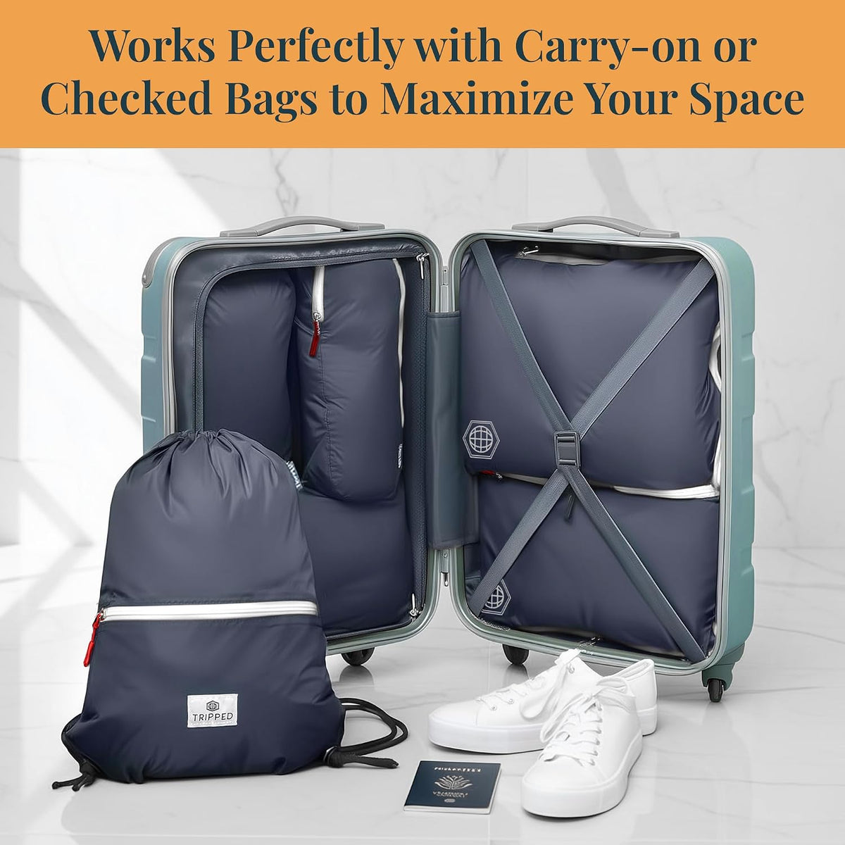 TRIPPED Travel Gear Extra Large Compression Packing Cubes 6-Piece Set