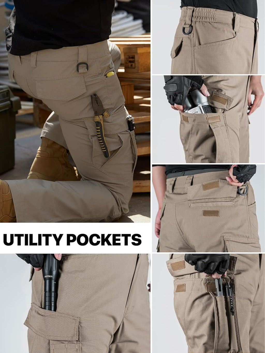 FREE SOLDIER Men's Tactical Pants Ripstop Work Cargo Hiking Pants