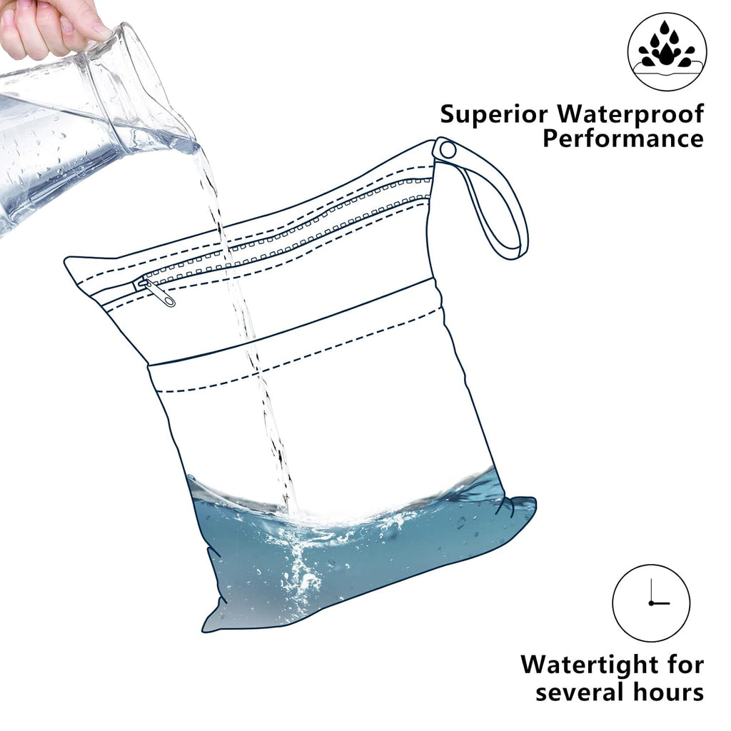 ALVA ALVABABY 2pcs Superior Waterproof Wet Dry Bags,Reusable with Two Zippered Pockets, Baby Cloth Diaper Wet Bags,Travel,Beach,Pool,Daycare,Soiled Baby Items,Yoga Gym Bag,Wet bag for Swimsuit
