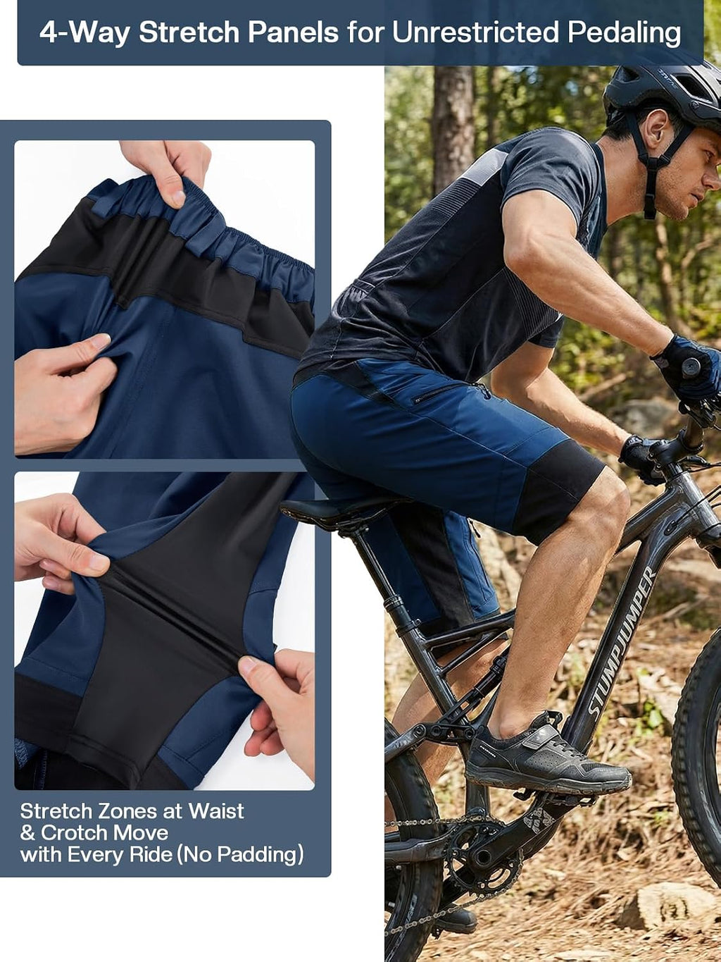 ARSUXEO Men's Loose Fit Cycling Shorts Mountain Bike Shorts Water Ressistant 1903