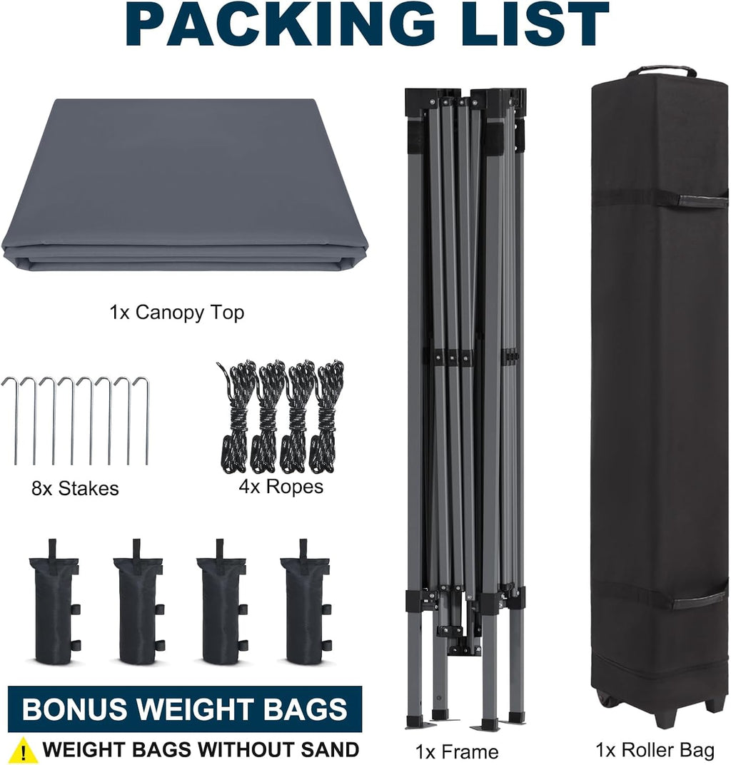 MASTERCANOPY Portable Pop Up Canopy Tent with Large Base (10x10,Dark Gray)