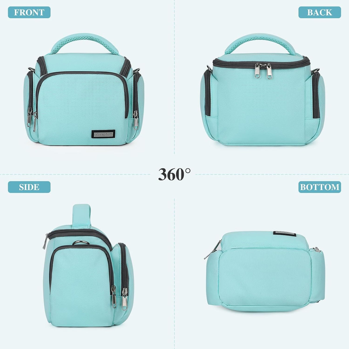 G-raphy Camera Bag Case Compact Lightweight Shoulder Crossbody Sling Photography Bags for Nikon Canon Sony DSLR SLR Mirrorless with Removal Straps Mint