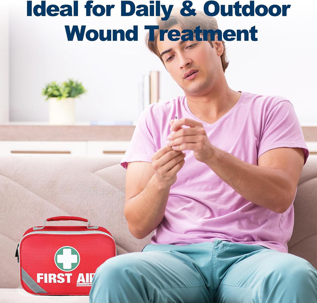 General Medi 2-in-1 First Aid Kit (215 Piece Set) + 43 Piece Mini First Aid Kit -Includes Ice(Cold) Pack, Moleskin Pad and Emergency Blanket for Travel, Home, Office, Car, Workplace