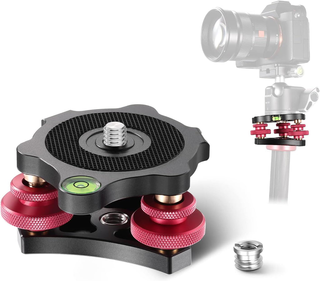 NEEWER Tripod Head Leveling Base Camera Leveler 3 Axis Tri Wheel Head, LP64