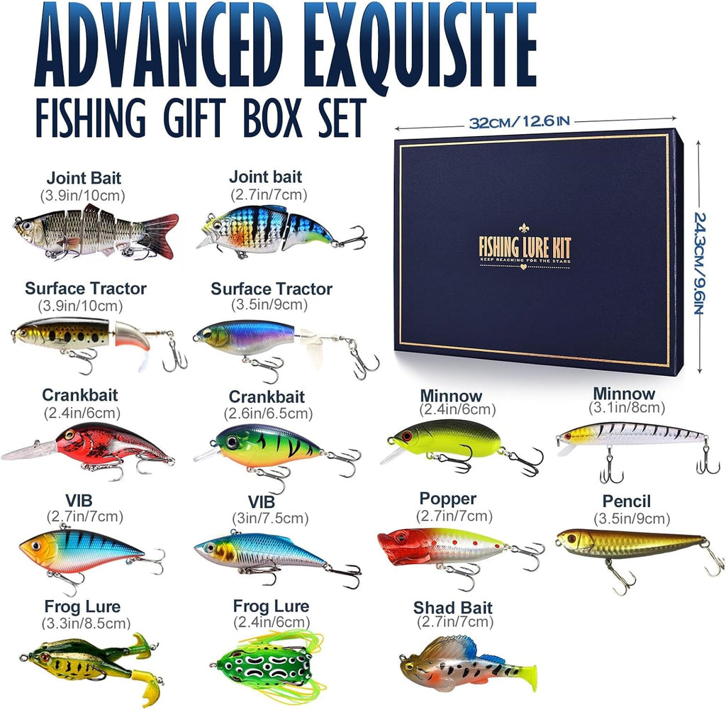 Fishing Lures Kit for Bass, 15PCS Swimbaits Crankbaits Fishing Tackle Set