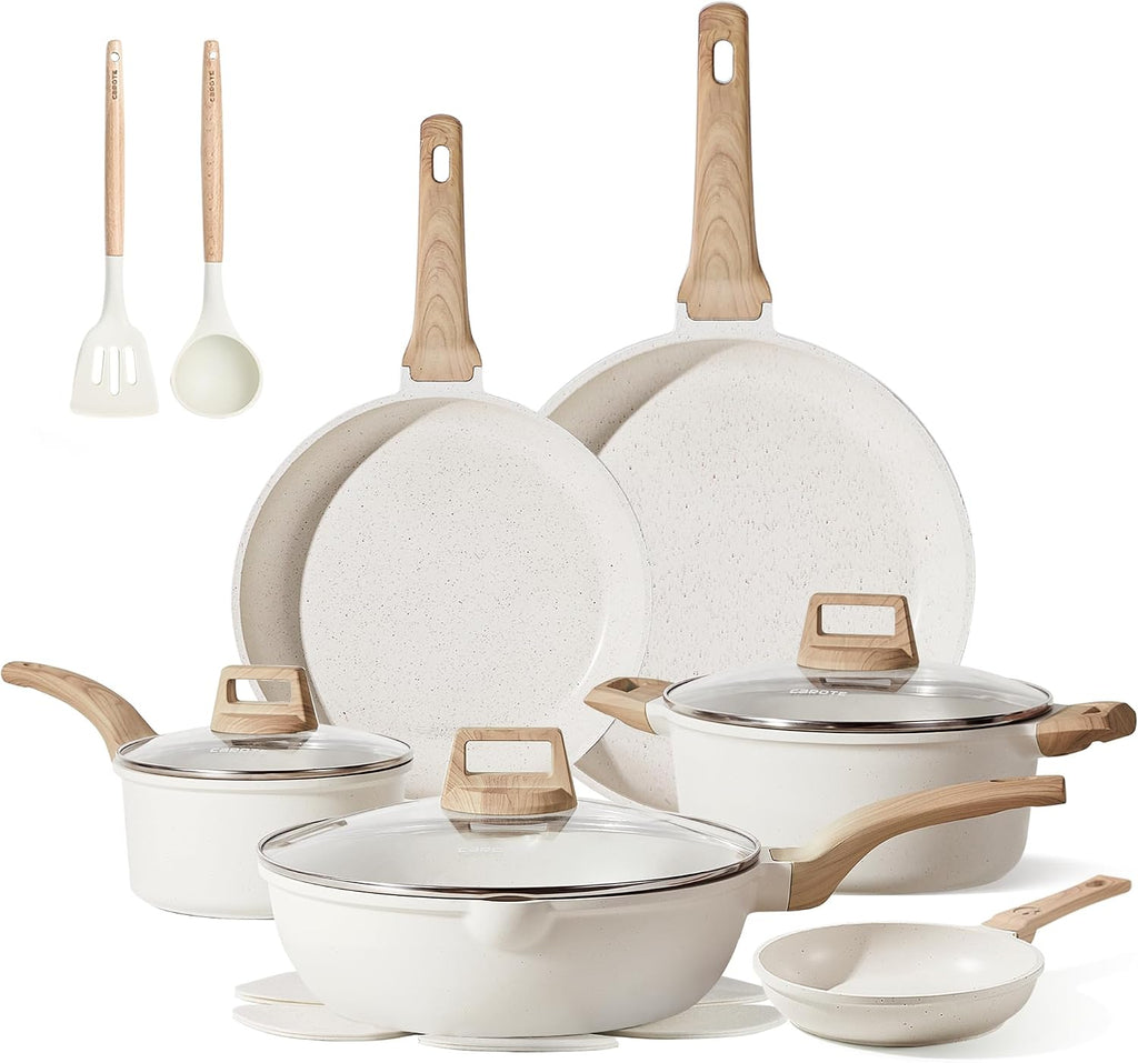 CAROTE Ceramic Cookware Sets, Pots and Pans Set, 16pcs