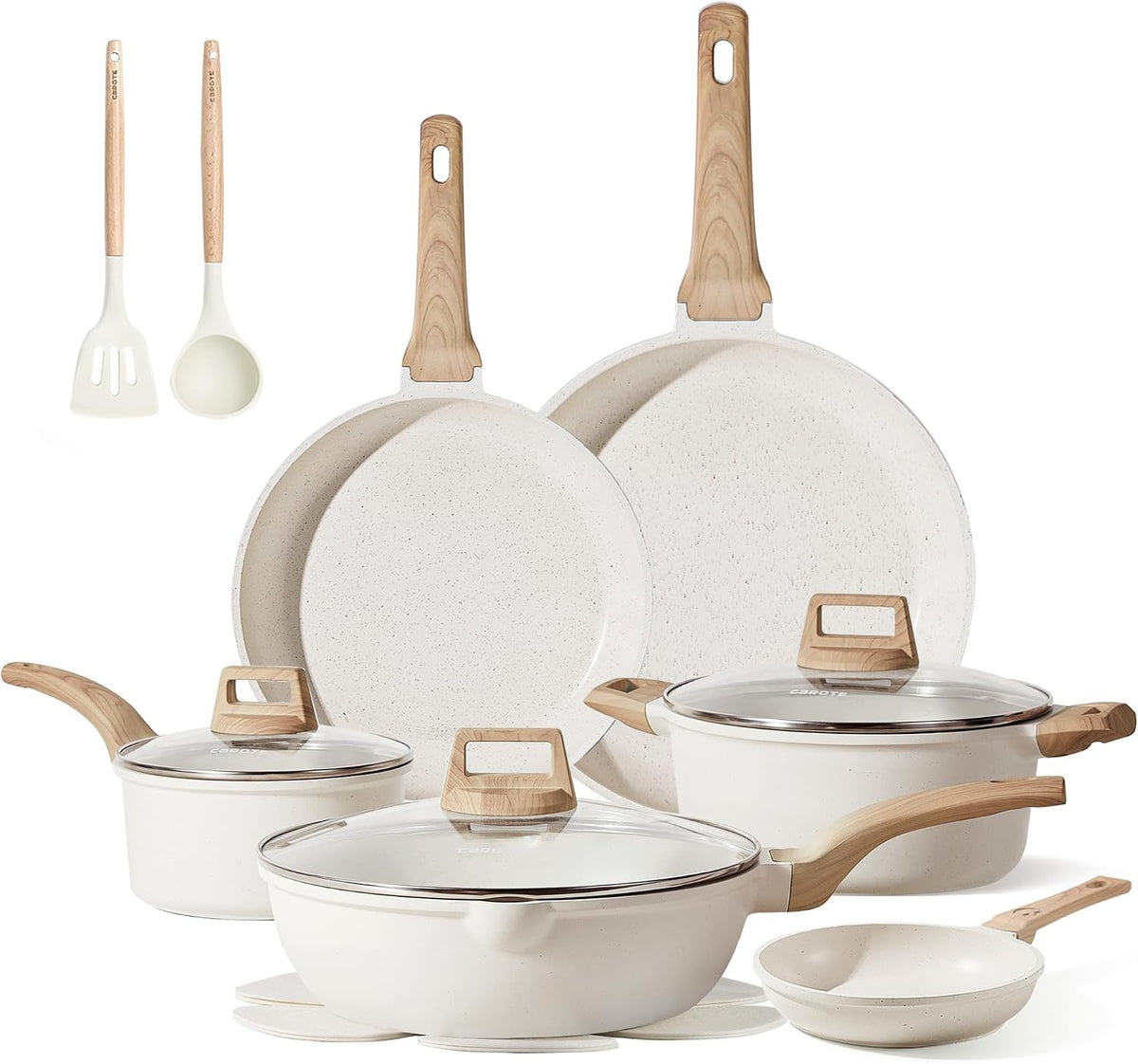 CAROTE Ceramic Cookware Sets, Pots and Pans Set, 16pcs