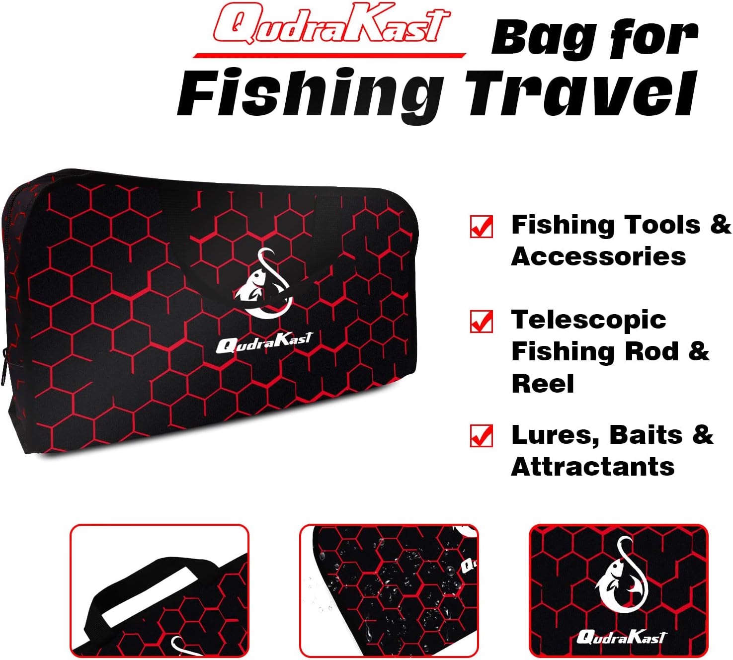 QudraKast Fishing Rod and Reel Combos, Carbon Fiber Telescopic Fishing Pole