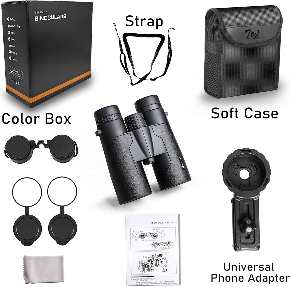 TRV High Power 10x42 Binoculars for Adults with Bak7 Prism & BMC Coating - Binoculars for Birdwatching, Hiking, Concerts