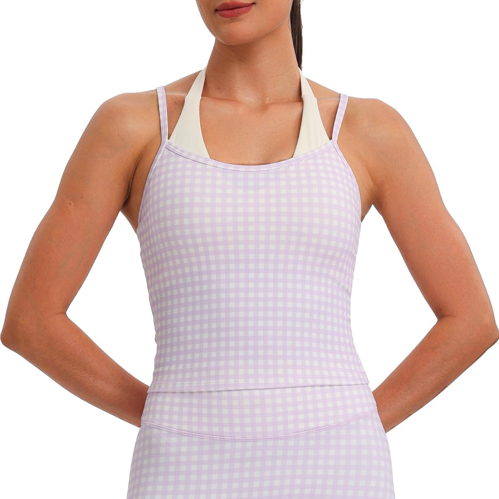 Aoxjox Women's Dual Core Bra & Tank Top Separable 2-Piece Set
