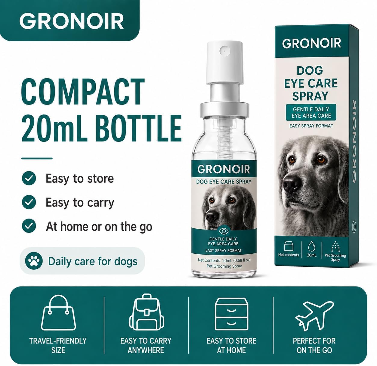 Lutein Eye Spray for Dogs, Daily Eye Area Care for Dogs, 20 mL