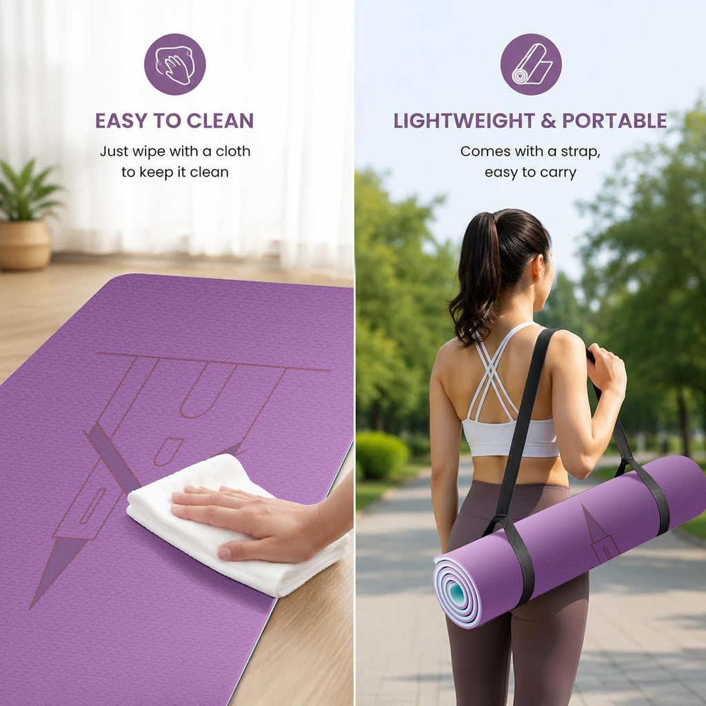 Yoga Mat TPE 72"x31.5"x0.31" Thick Non Slip Exercise Mat