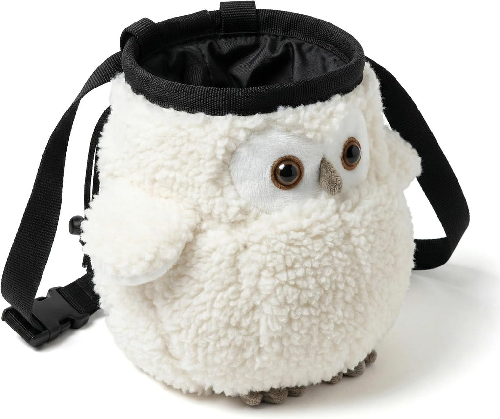Owl Rock Climbing Chalk Bag, Fun Plush Animal Chalk Pouch with Drawstring, Adjustable Waist Belt for Indoor Outdoor Bouldering Sport Climbing