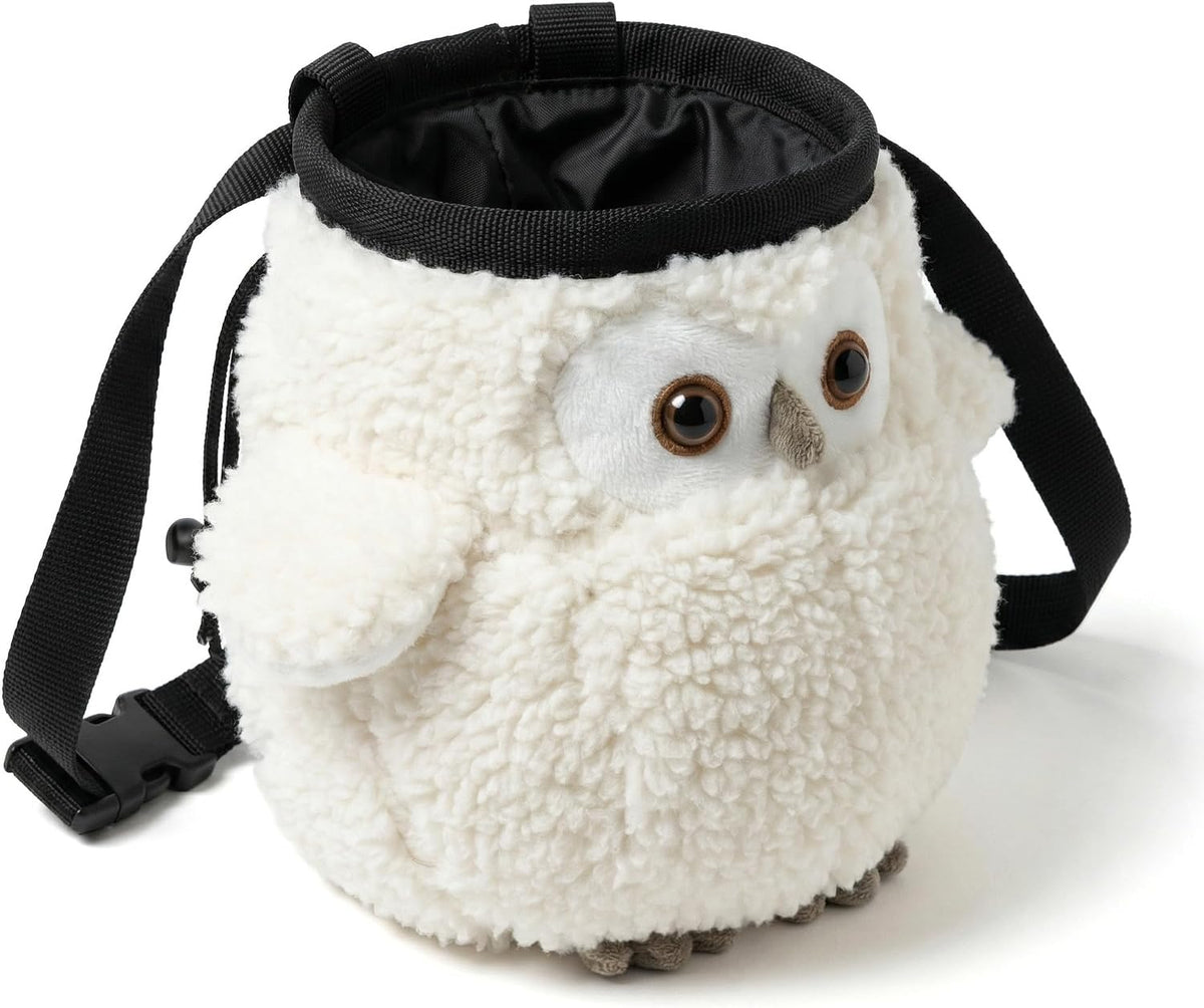Owl Rock Climbing Chalk Bag, Fun Plush Animal Chalk Pouch with Drawstring, Adjustable Waist Belt for Indoor Outdoor Bouldering Sport Climbing